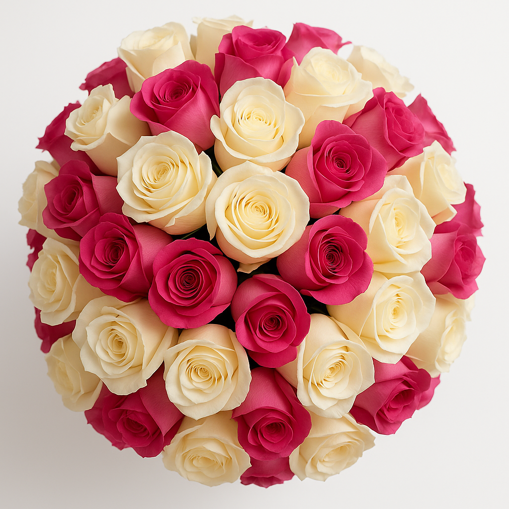 Buqu� Luxo de 72 Rosas Naturais Bicolor