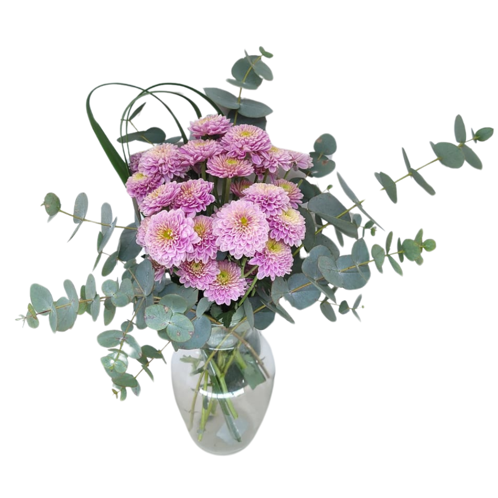 Arranjo no Vaso de Vidro - Margaridas Rosa